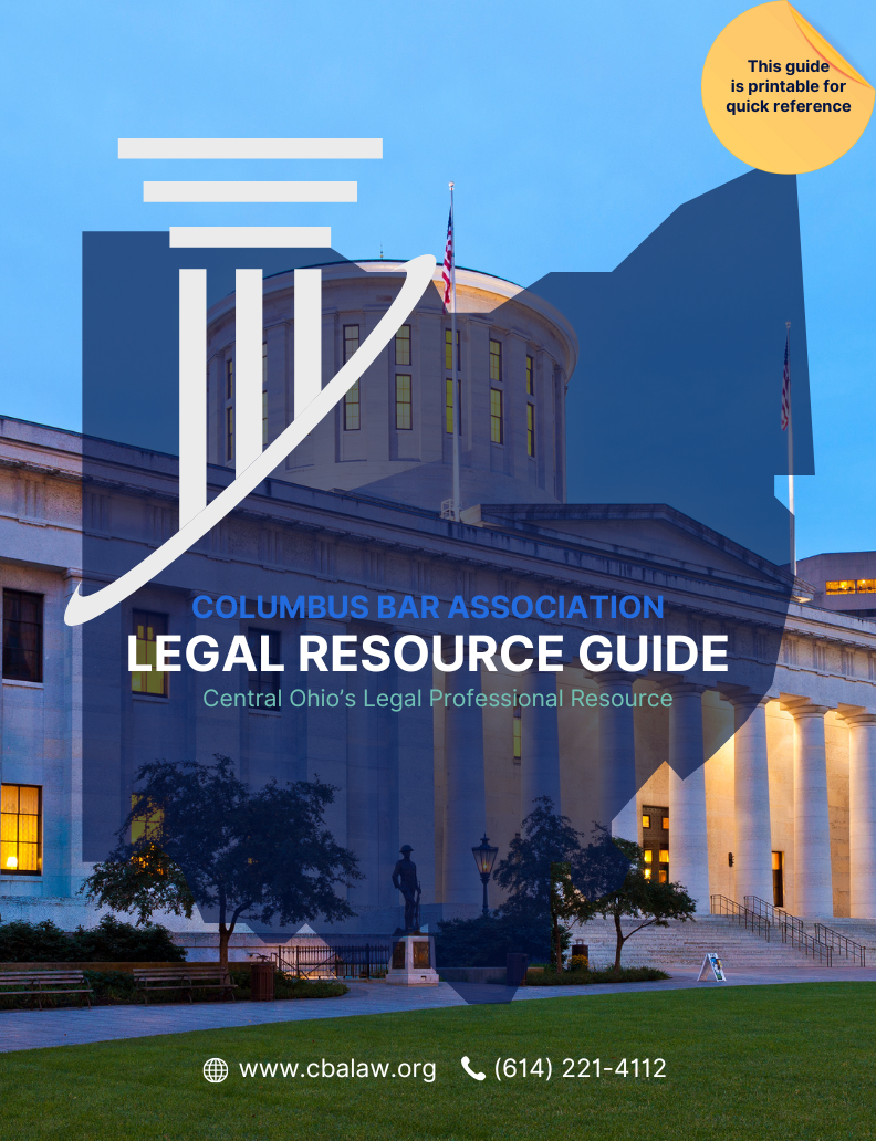 Year 2025 Columbus Bar Legal Resource Guide - Cover